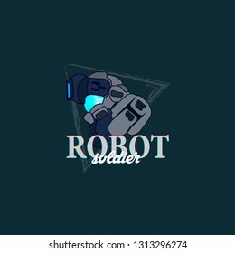 robot soldier logo for game team, toys and technology company or industry