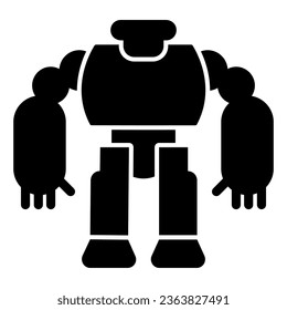 Robot solid icon, kid toys concept, cyborg sign on white background, Big robot toy icon in glyph style for mobile concept and web design. Vector graphics