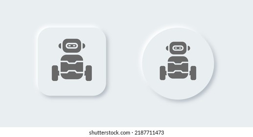 Robot solid icon in neomorphic design style. Artificial intelligence signs vector illustration.