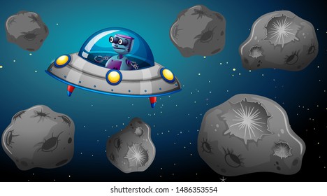 Robot in space ship illustration