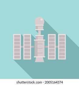 Robot space station icon flat vector. Astronaut spaceship. Planet space station