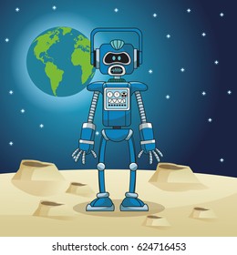 robot space world globe moon