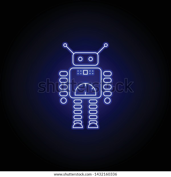 robot speedometer\
line icon in blue neon style. Signs and symbols can be used for\
web, logo, mobile app, UI,\
UX