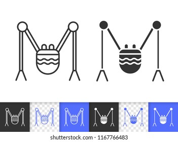Robot Spider black linear and silhouette icons. Thin line sign of kids toy. Cute Character outline pictogram isolated white, transparent backdrop. Vector Icon shape. Robot Spider simple symbol closeup