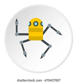 Robot spider icon in flat circle isolated vector illustration for web