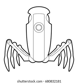 Robot spider icon in outline style isolated on white vector illustration