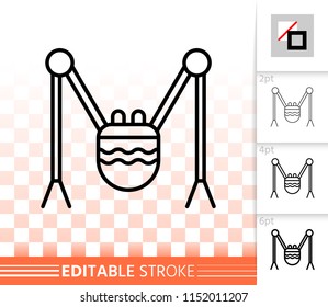Robot spider thin line icon. Outline web sign of kids toy. Cute character linear pictogram with different stroke width. Simple transparent vector symbol. Robot spider editable stroke icon without fill