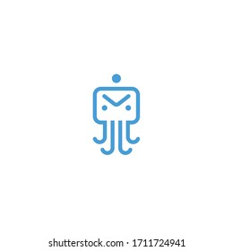 robot squid logo vector icon