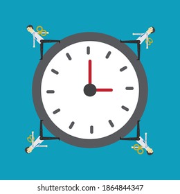 Robot staff walking around working time, Vector illustration in flat style