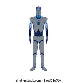 robot standing icon over white background, vector illustration