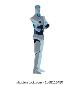 robot standing icon over white background, vector illustration