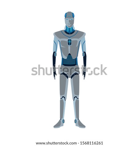 robot standing icon over white background, vector illustration