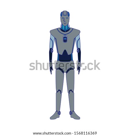 robot standing icon over white background, vector illustration