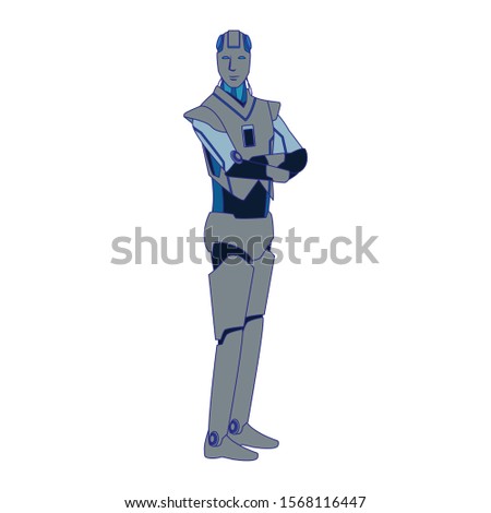 robot standing icon over white background, vector illustration