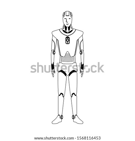 robot standing icon over white background, vector illustration