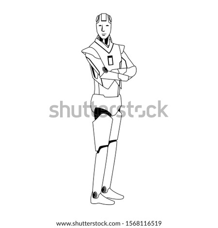 robot standing icon over white background, vector illustration