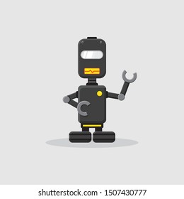 Robot Standing Speak to Audience. Isolated vector illustration