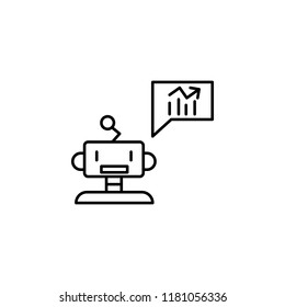 Robot statistic concept line icon. Simple element illustration. Robot statistic concept outline symbol design from artificial intelligence set on white background
