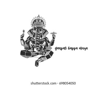 Robot style vector elephant God Ganesha. Illustration of Happy Ganesh Chaturthi. 