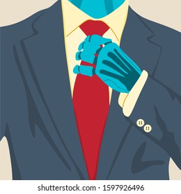 Robot in suit. Artificial intelligence and job replacement concept