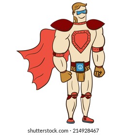 Robot superhero 2. Cartoon style.