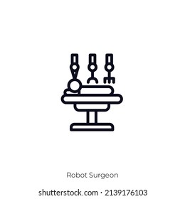 Robot-Chirurgen-Symbol. Konkretes Stildesign einzeln auf weißem Hintergrund