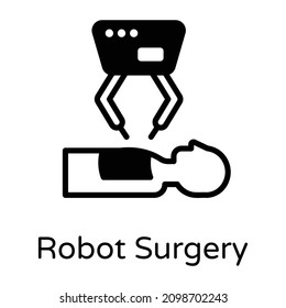 Robot Surgery In Solid Style Icon, Technology 

