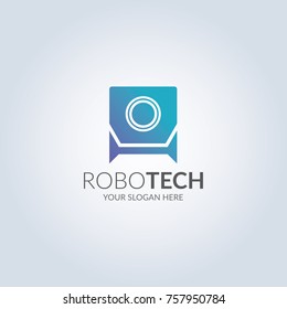 Robot symbol logo in blue gradient color. Template for your design
