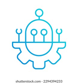 robot system automation gradient outline icon vector illustration