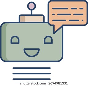 robot talk linear color icon design