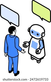 Der Roboter spricht mit einem Geschäftsmann