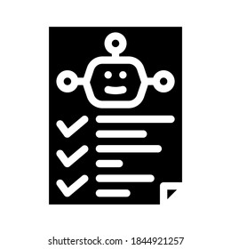vector de icono de glifo de lista de tareas robot. signo de lista de tareas robot. símbolo de contorno aislado ilustración negra