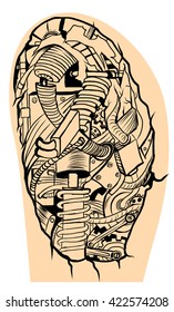 robot tattoo design