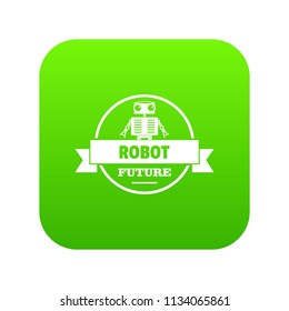 Robot tech icon green vector isolated on white background