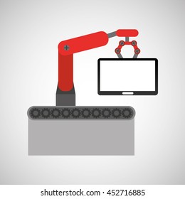 robot technolgy machine, industry icon, vector illustration