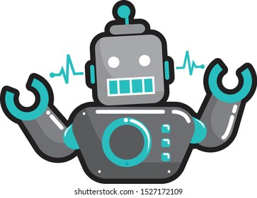 robot technology character science icon