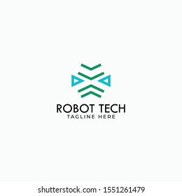 robot technology design logo vector concept with simple, unique, and minimalist styles
