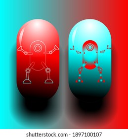 icono de la tecnología de robots, con el colorido estilo de la cápsula