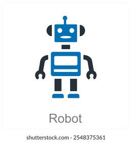 Concepto de icono de robot y tecnología