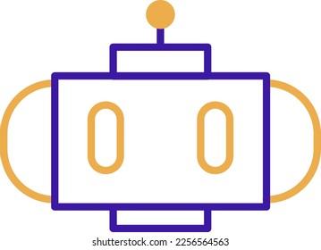Robot technology icon with purple and orange duotone style. Computing, diagram, download, file, folder, graph, laptop . Vector illustration
