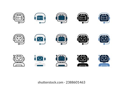 Robot technology icon set, Industry 4.0 Icon, AI technology, chat bot, icon set