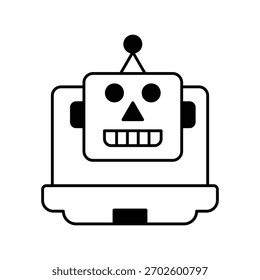 Icono de Tecnología de robot con Vector de fondo blanco