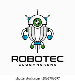 robot technology logo design vector