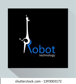 Robot technology logo. Letter R for Robotic Concept.