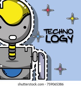 robot technology patch sticker design