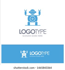 Robot, Technology, Toy Blue Solid Logo with place for tagline. Vector Icon Template background