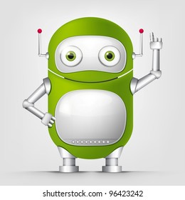 Robot TECHO on Grey Background. Vector.