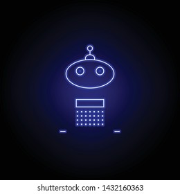 robot teenager line icon in blue neon style. Signs and symbols can be used for web, logo, mobile app, UI, UX