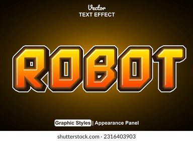 robot text effect with orange color graphic editable style