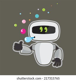 A robot that blows colorful balloons
